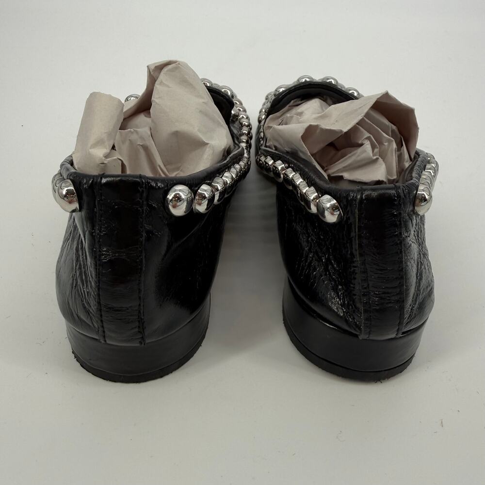 Zara Women's Black Leather Studded Block Heel Loafers Shoes Size 36 - Picture 6 of 9